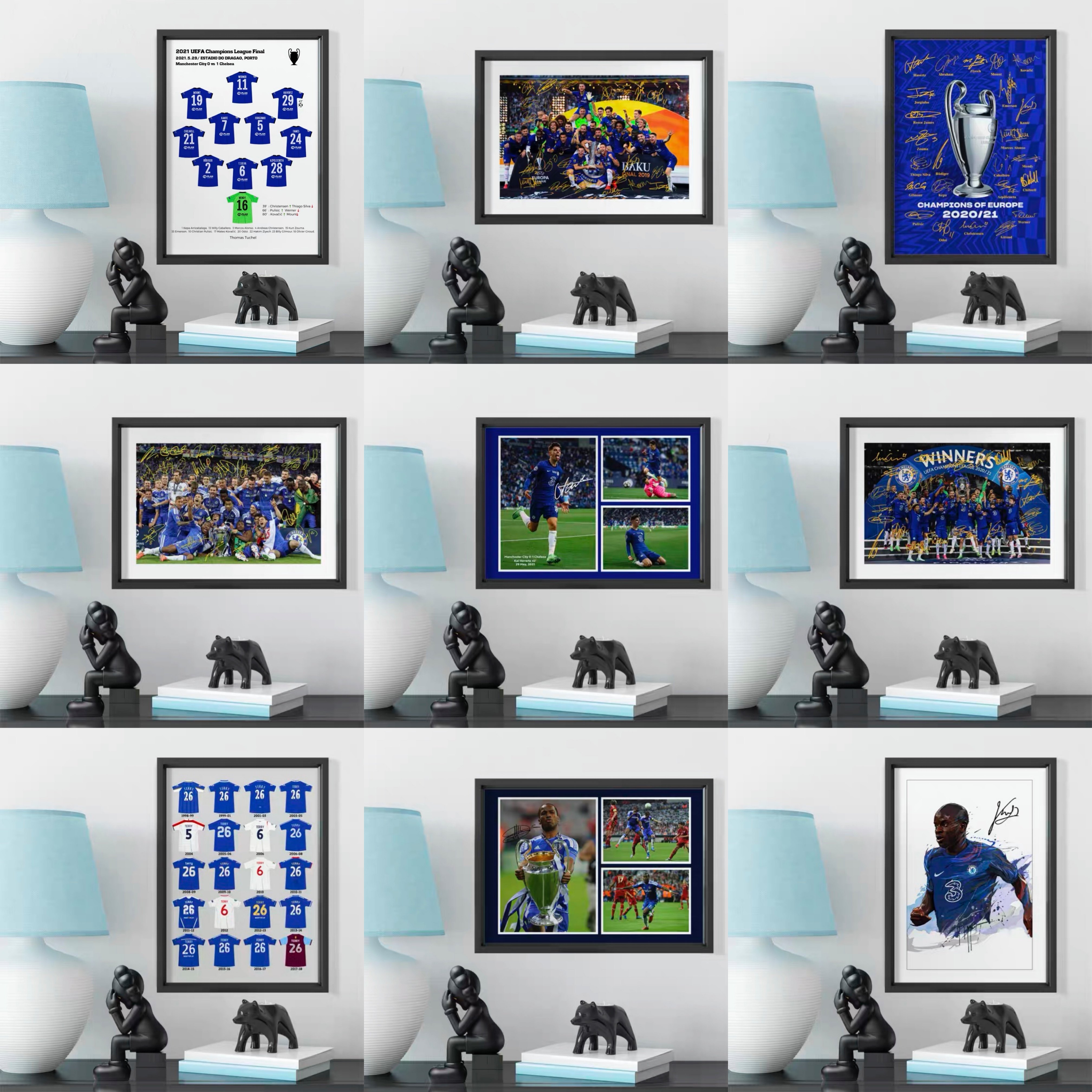 Chelsea collection family portrait 2021 crown 12 Champions League solid wood table frame photo hanging wall home decoration photo frame