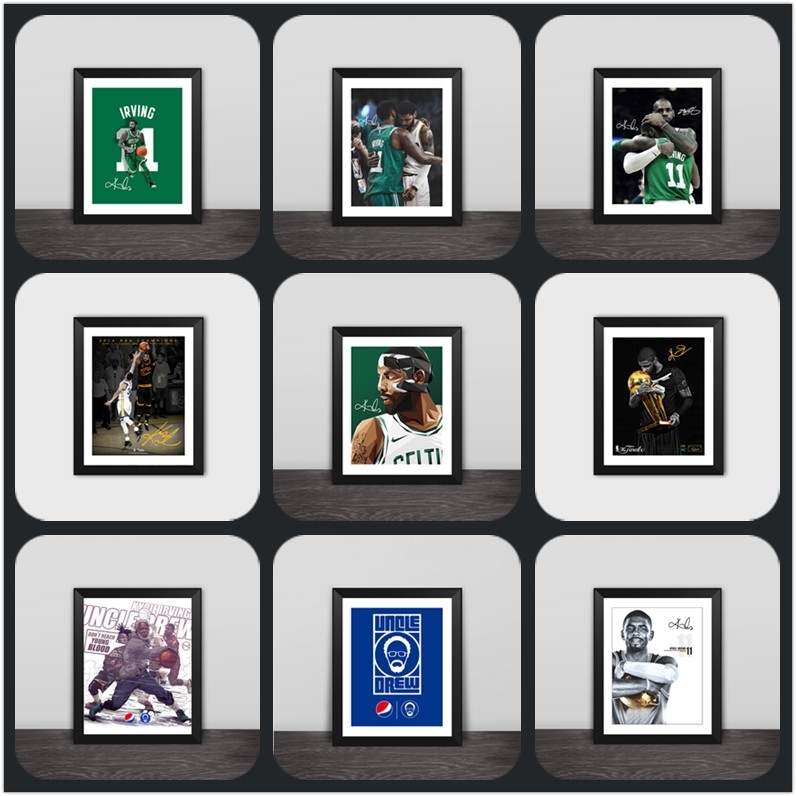 Owen Collection Knight Nets Art Painting Signature Solid Wood Table Wall Creative Gift Oversized Photo Frame