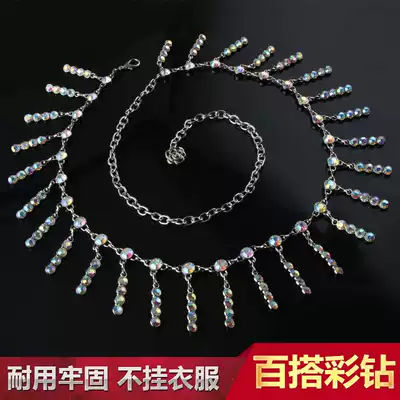 Belly dance waist chain rhinestone belt new accessories Sailor dance dance diamond-encrusted waist jewelry diamond chain beginner female color diamond