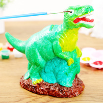 Painted handmade new plaster doll coloring white embryo graffiti painting diy piggy bank color Tyrannosaurus dinosaur