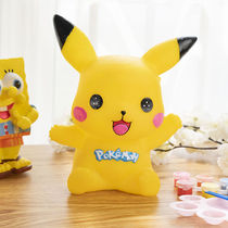 Kindergarten diy handmade toys Pikachu cant break the plaster doll painted enamel piggy bank colored white embryo