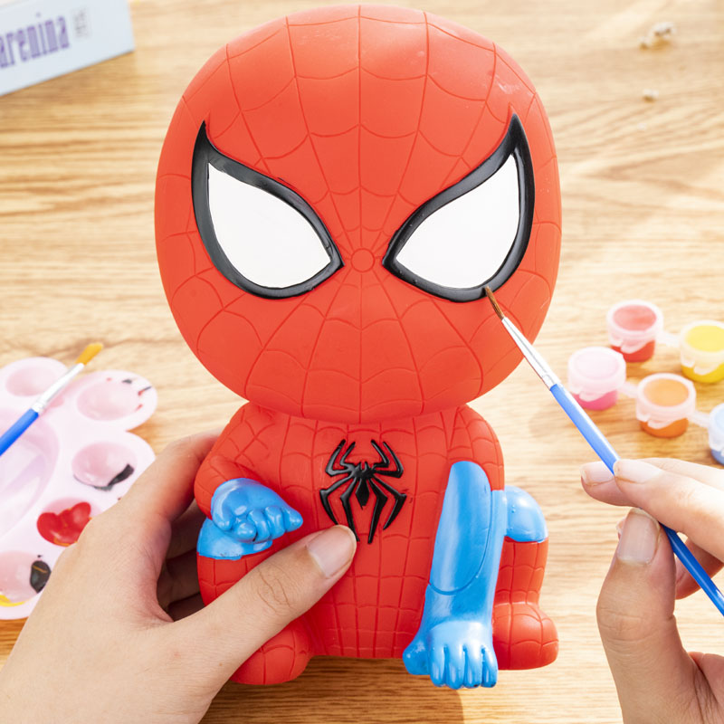 Children's coloring drop not bad Plaster doll piggy bank vinyl ceramic white embryo painting mold painted toy spider man