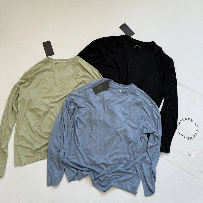 Yamatomichi Merino Wool Blend Quick-Drying Breathable Solid Color Base Long-Sleeve T-Shirt for Men and Women