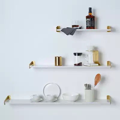 Modern stainless steel wall marble partition light luxury wall decoration frame simple bookshelf kitchen bathroom shelf