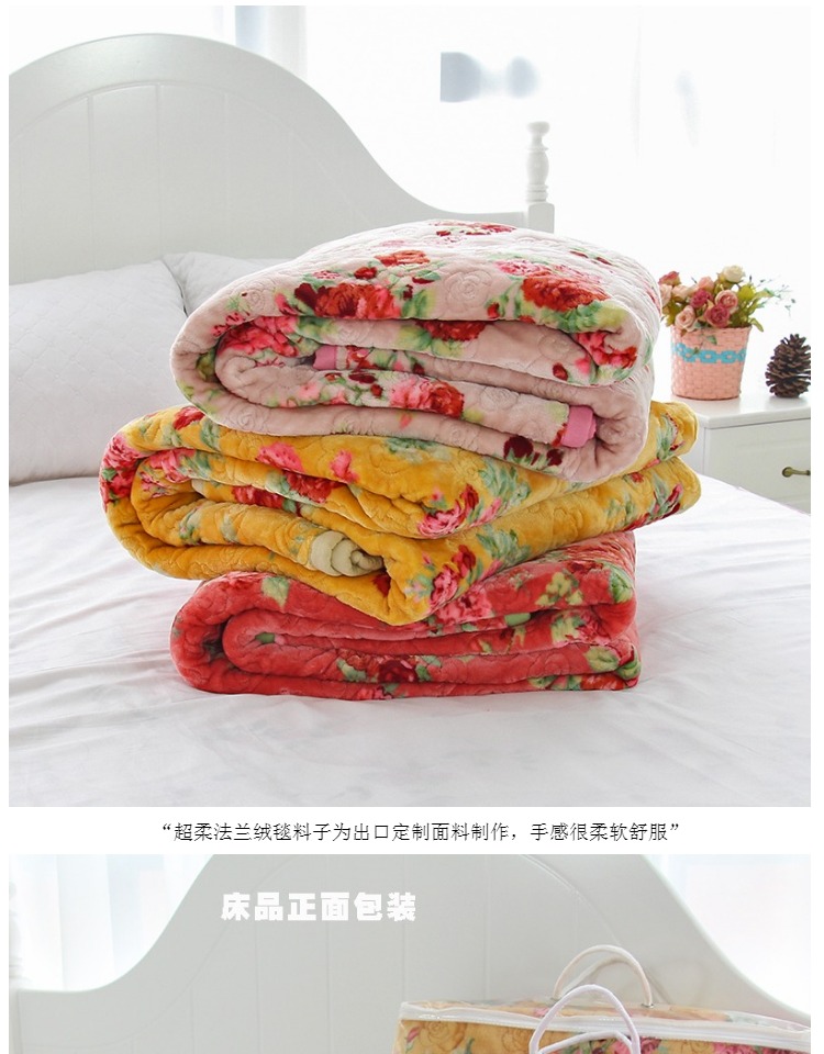 Khăn trải giường bằng vải bông ấm áp được bọc bởi chăn đôi hoa hồng sang trọng phủ flannel mùa thu và mùa đông dày giường bộ ga trải giường everon