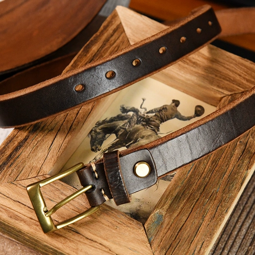 Кожаный джинсовый ремень, медные штаны, в американском стиле, увеличенная толщина, из натуральной кожи