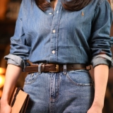 Кожаный джинсовый ремень, медные штаны, в американском стиле, увеличенная толщина, из натуральной кожи