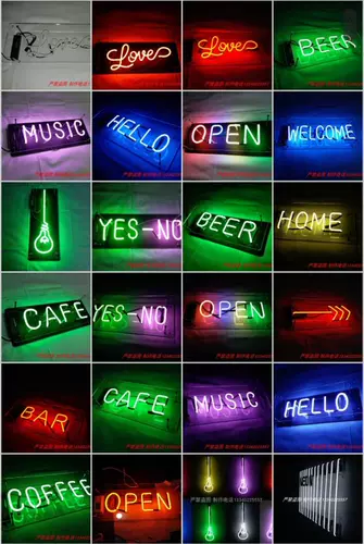 Осветительное стекло неоновое световое слово стекло неоновое настройка световая лапша неоновая световая ретро -тростника неоновая лампа может быть тускнеет
