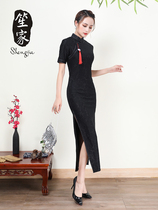 Cheongsam dress Summer long short-sleeved everyday can be worn young temperament slim and thin classical dance practice clothes