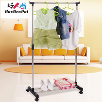Stainless steel single pole drying rack balcony horizontal bar drying Rod landing can be raised and lowered indoor folding cooling clothes rack
