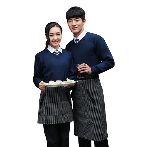 Отец -официант отель работоспособный одежда длинная -свитер -свитер для питания западного ресторана кофе фастфуд для молочного чая магазин супермаркет супермаркет осень и зимние работники