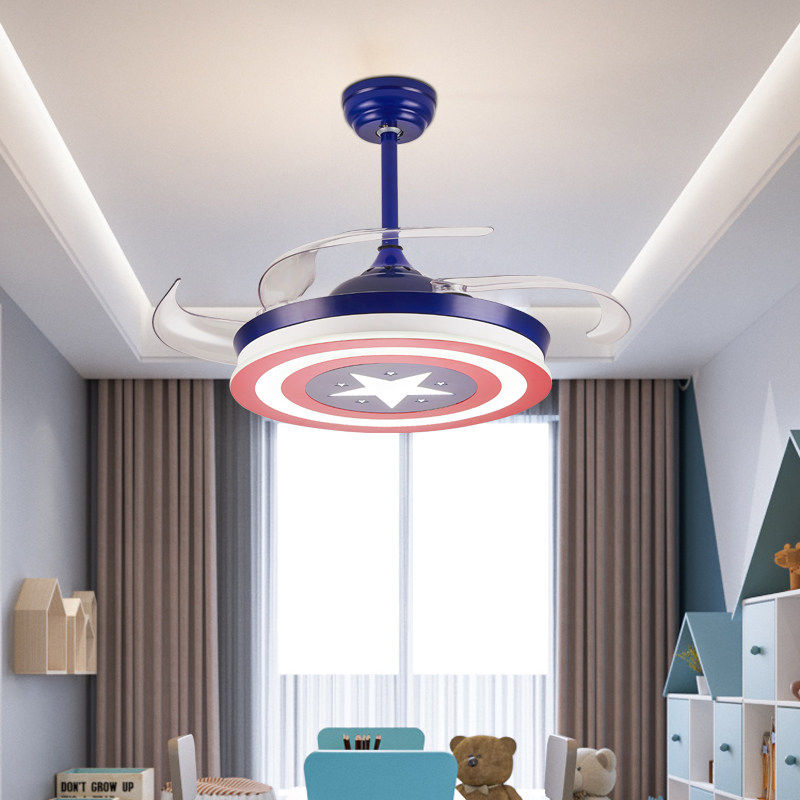 Captain America children's room light boy bedroom invisible ceiling fan light frequency conversion cartoon ceiling one household ceiling fan light