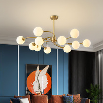 Full Copper Rear Modern Light Lavish Crystal Molecular Chandelier Luxurious Atmospheric Eurostyle Living-room Restaurant Crystal Molecular Lamp Luminaire