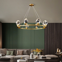 Nordic Living Room Chandelier Postmodern Minimalist Bedroom Lamp Full Copper Creative Personality Cirque Restaurant Crystal Light Lavish Lamps