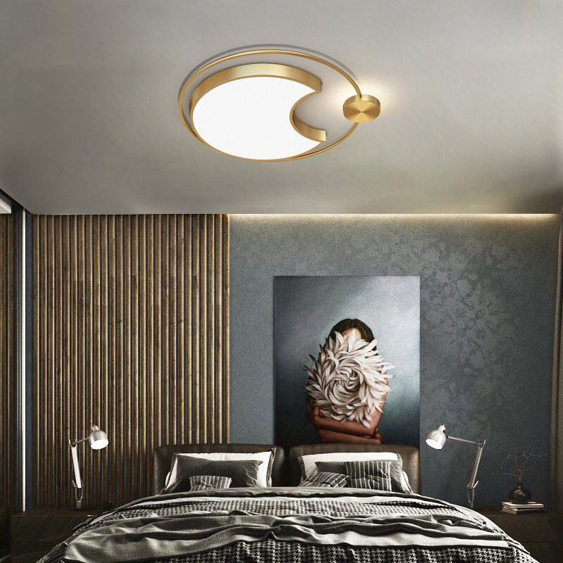 Nordic light luxury all copper ultra-thin ceiling lamp postmodern minimalist bedroom lamp creative study lamp net red LED lamps