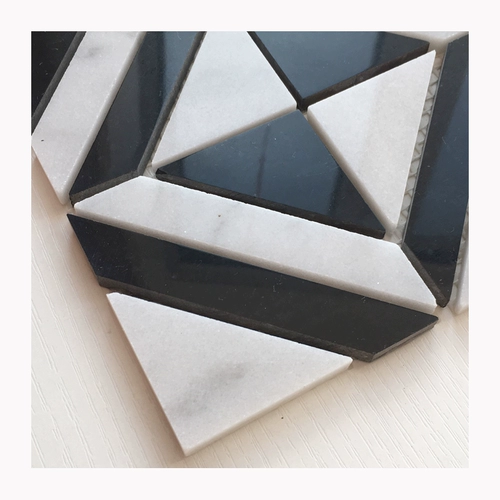 Черно -белый каменный мозаичный наклейка натуральная далисман Треугольник Линдс головоломка за головоломка ванная комната ванная комната барьер кирпич