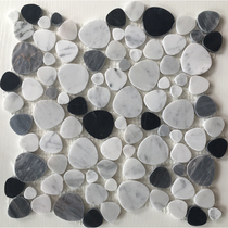 Natural stone mosaic wall stickers marble black and white gray round pebbles background wall toilet tile bar