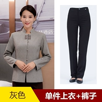 Серый (топ + черные брюки)