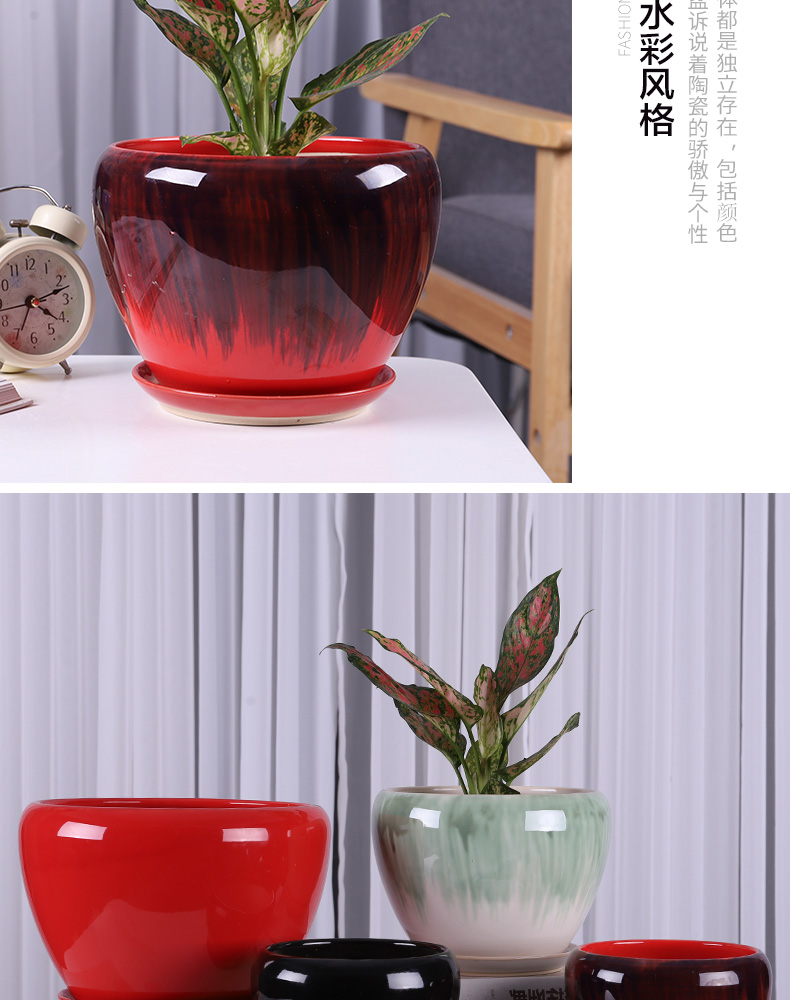 Other indoor color ceramic flower pot sitting room balcony, fleshy flower pot wholesale contracted extra large flower pot with pallets