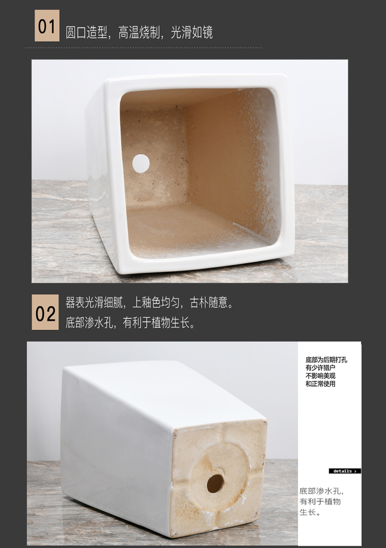 Trees flower pot ceramic oversized bag mail I and contracted sitting room rich tree tiger orchid square big wholesale flower pot