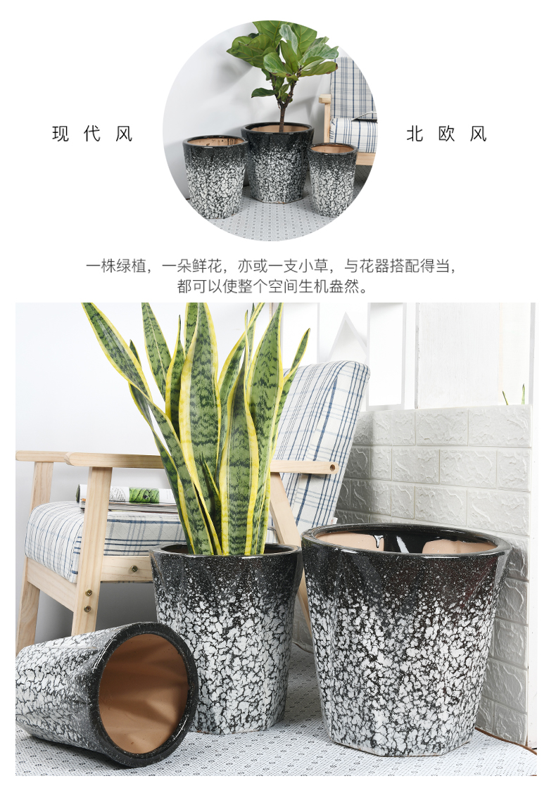 Extra large ceramic flower pot wholesale ice crack glaze contracted land courtyard tiger orchid basin of the rich tree package mail sitting room