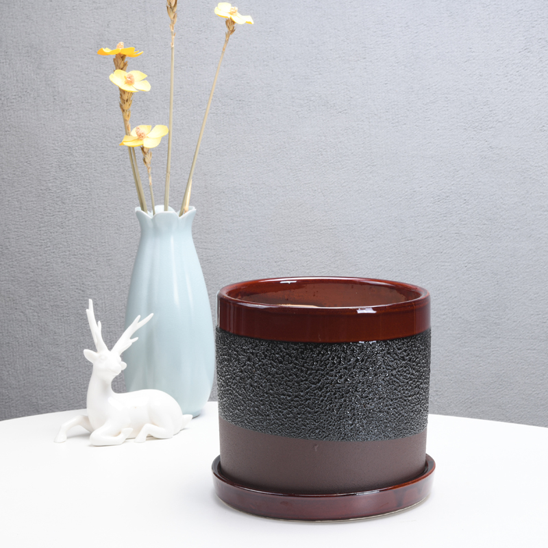 Of meat in the pot ceramic wholesale contracted green plant cylinder pot wholesale sitting room with extra large ceramic tray