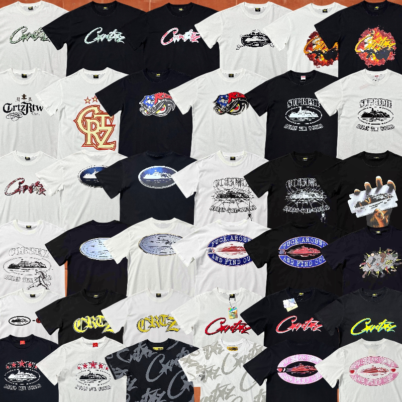Corteiz Alcatraz Short-Sleeve Basic Letter Logo American High Street Graffiti ins Trendy Brand Loose T-Shirt Summer