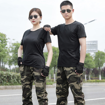 Camouflage suit mens military training uniforms summer overalls black short-sleeved T-shirt security training pants summer thin