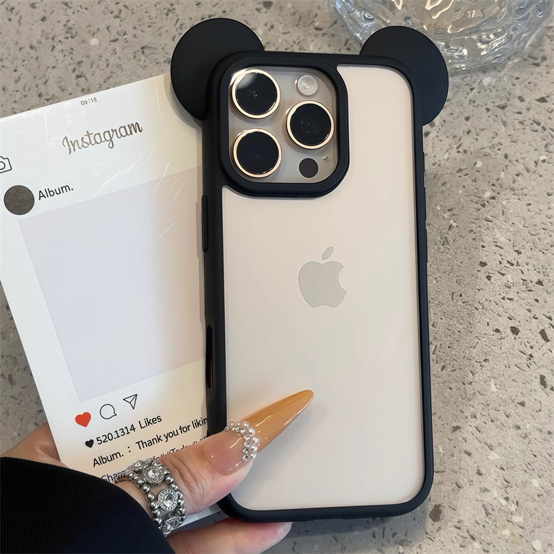 ins Stylish and Beautiful Three-Dimensional Mickey Ears Suitable for iPhone 16 Transparent Back Panel 15Pomax Couple Phone Case New Apple 14 Internet Celebrity Female 13 Simple Creative 12 Anti-Fall Protective Case ins Stylish and Beautiful Three-Dimensional Mickey Ears Suitable for iPhone 16 Transparent Back Panel 15Pomax Couple Phone Case New Apple 14 Internet Celebrity Female 13 Simple Creative 12 Anti-Fall Protective Case