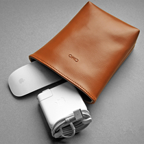 CIMO Huawei Apple mouse power adapter storage bag real leather case data cable headset multi-purpose protection bag