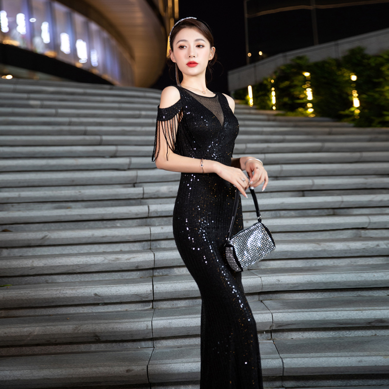 Elegant Evening Dress for Women 2026 New Deep V-Neck Fishtail High-End Banquet Host Light Luxury Niche Nightclub Socialite Elegant Evening Dress for Women 2026 New Deep V-Neck Fishtail High-End Banquet Host Light Luxury Niche Nightclub Socialite