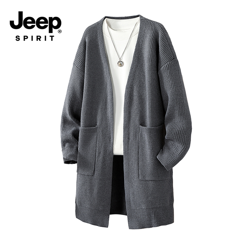 Jeep Mid-Length Cardigan Knitted Sweater for Men, Spring and Autumn Trendy Fashion Versatile Loose Casual Coat Jacket Jeep Mid-Length Cardigan Knitted Sweater for Men, Spring and Autumn Trendy Fashion Versatile Loose Casual Coat Jacket