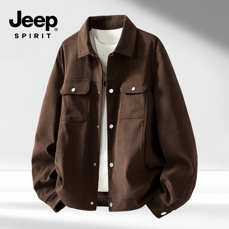 Jeep Men's New Autumn Lapel Jacket American Retro Loose Workwear Jacket Casual Versatile Trendy Top Jeep Men's New Autumn Lapel Jacket American Retro Loose Workwear Jacket Casual Versatile Trendy Top