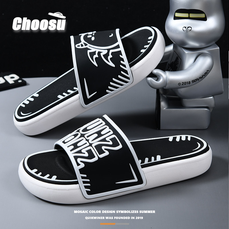 Sport slippers male outside wearing summer trendnet red thick bottom non-slip abrasion resistant outdoor lovers soft bottom house cool tug