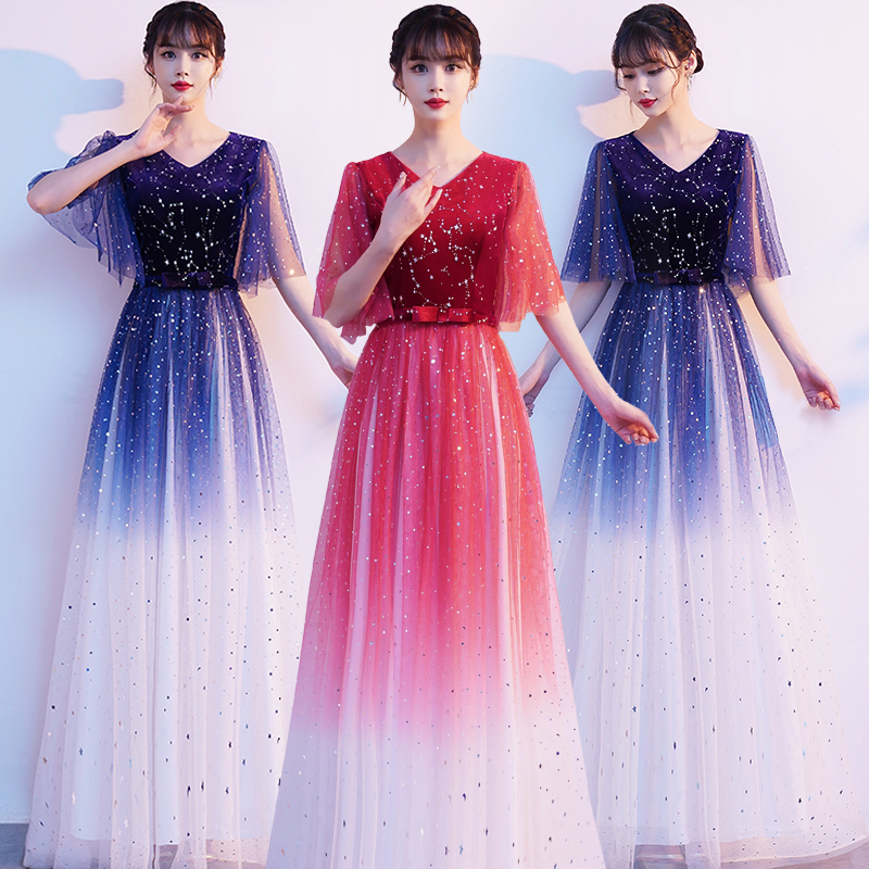 Chorus Performance Clothing for Female Students, Elegant Dress, Company Banquet, Group Performance, Host Evening Dress
