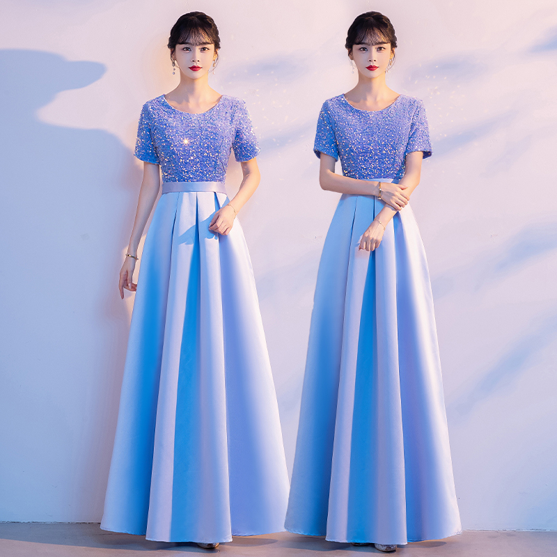 Choir Performance Dress for Women, Adult Long Dress, Red Song Recitation Competition Evening Dress, Host Style, Slimming Dress