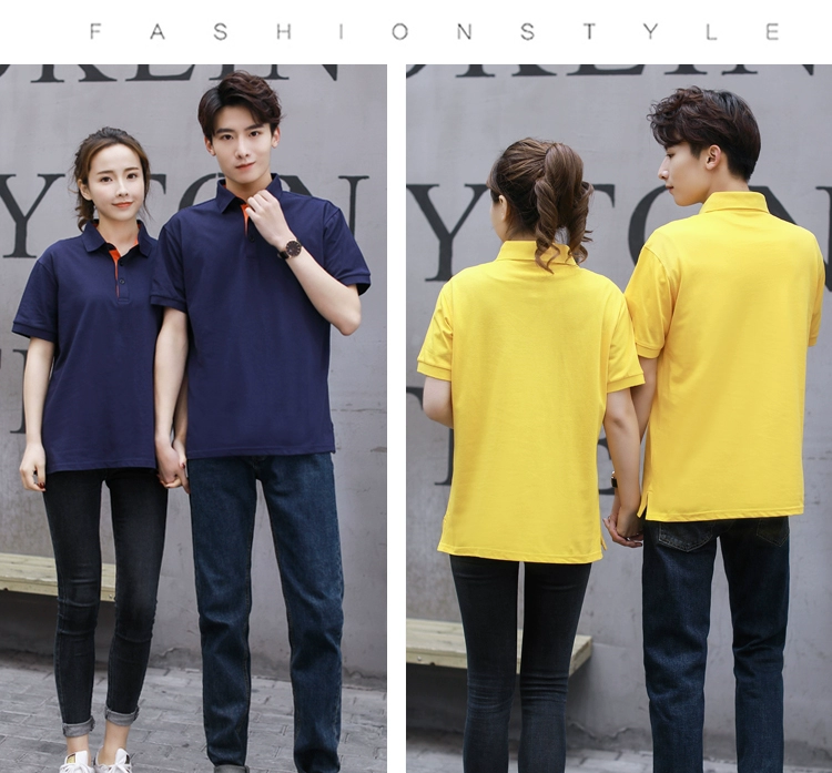 Gu Weibo vạt áo yếm Áo sơ mi cộc tay ngắn tùy chỉnh cotton cá tính áo thun nam polo