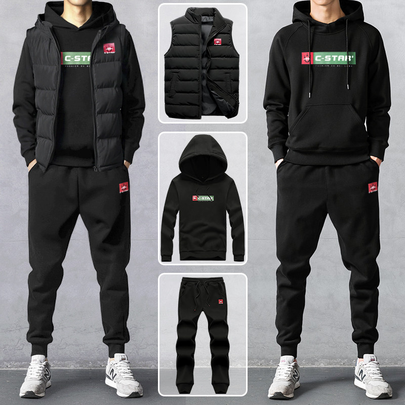 Dressing Male Thickened Tide Casual Plus Suede Three Sets Winter Autumn Winter Sports Suit 2021 New Winter Clothing Men's Clothing