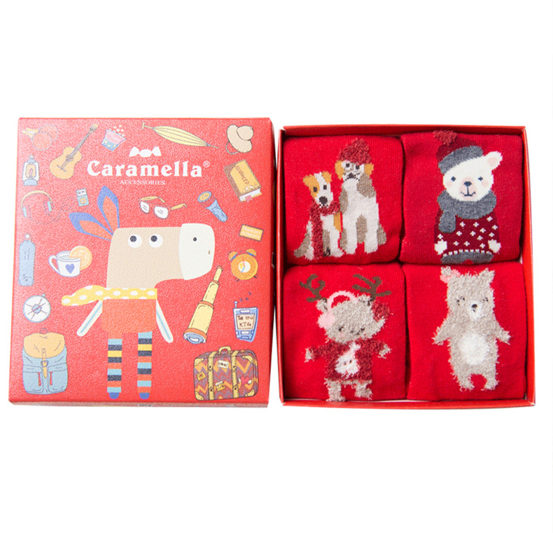 [Tự hoạt động] CARAMELLA Bà vớ dễ thương cartoon mùa vớ cotton vớ thở 4 cặp