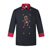 DZS китайский шеф -повар одиночные черные длинные рукава