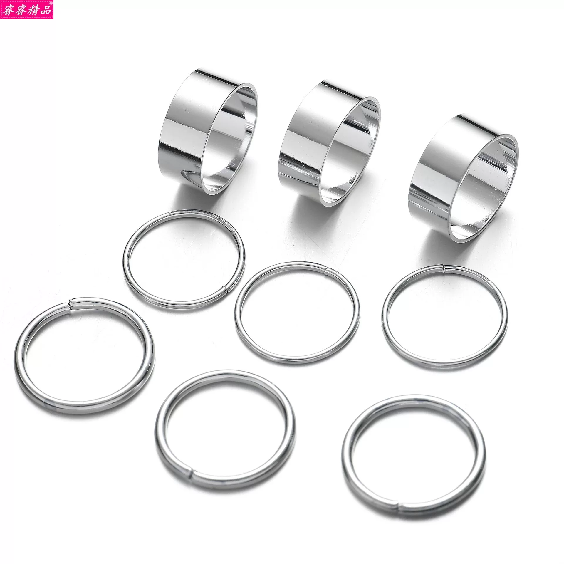 Black Knuckle Ring Set, Creative Multi-Style Alloy Joint Rings, Simple 6-Piece Kit