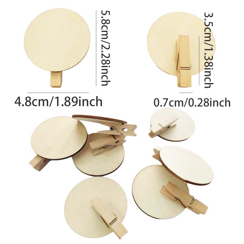 3.5cm Natural Wood Color Round Clip Creative Clip Photo Wall Hanging Dormitory Classroom Decoration Memo Clip Storage Clip
