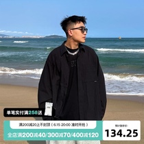 SANBAI 3-100 loose long sleeve black shirt male yuppie oversize shirt oversize shirt jacket male damp