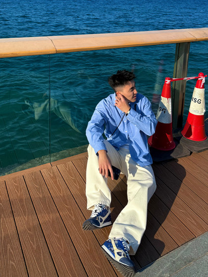 SANBAI 叁佰猫须牛仔裤男新款美式直筒宽松休闲复古长裤