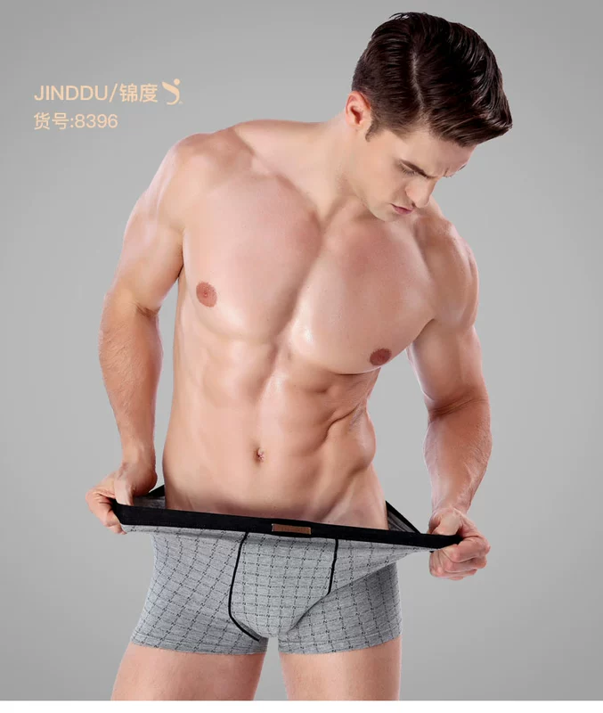 Jindu Quần lót nam Boxer Quần cotton Kích thước lớn Bốn góc Quần Thanh niên Chàng trai Quần Cotton Quần short cotton