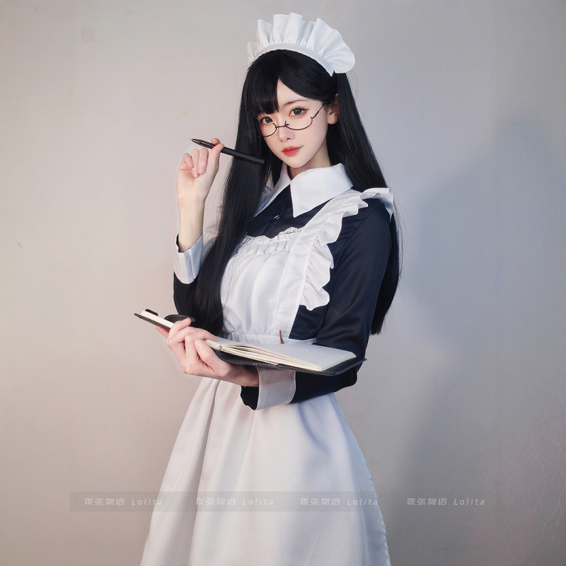 Naughty Story Lolita French Noble Maid Costume Cosplay Long Sleeve Halloween Gothic Style Sexy Long Dress
