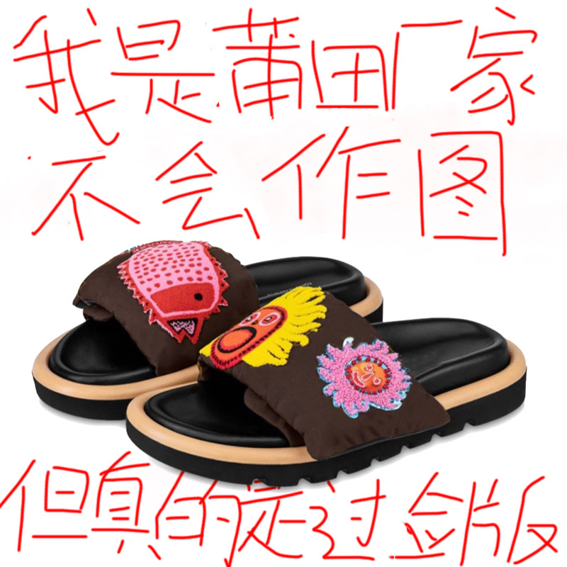 Yayoi Kusama Slippers for Women 2025 Summer New Style Velcro Sun Embroidery Mules Thick-Soled Outdoor Slip-On Sandals