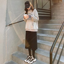 Thickened knitted skirt winter with sweater little girl one step skirt without split long wool skirt