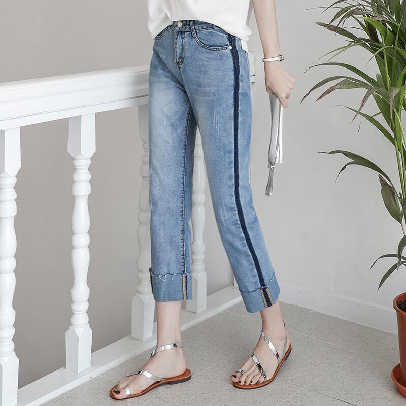 Women's jeans 2019 new female Xia thin section Han version Summer original Cebu Social nuizaiku 90% pants