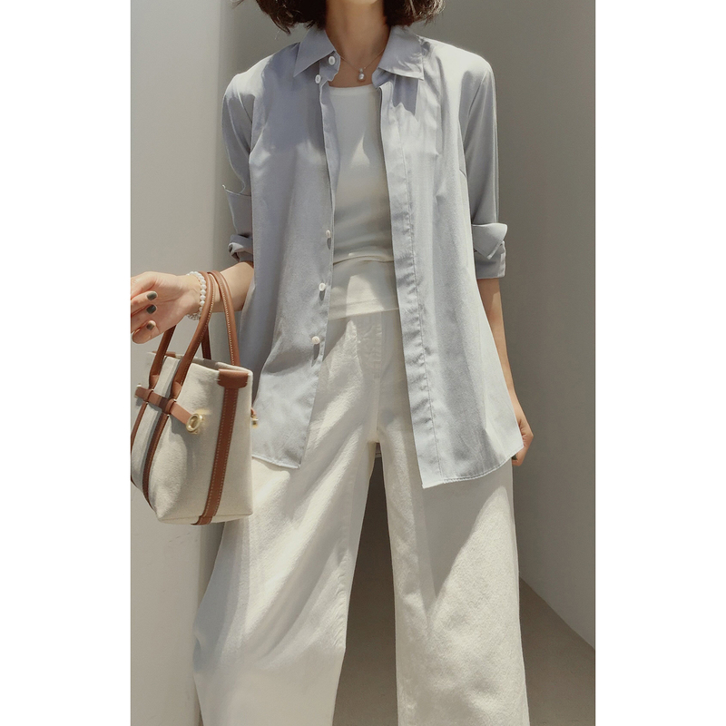 【High-Quality Cotton + Viscose/Comfortable and Breathable】Elegant and Comfortable Back Slit Layered Long-Sleeve Shirt for Layering